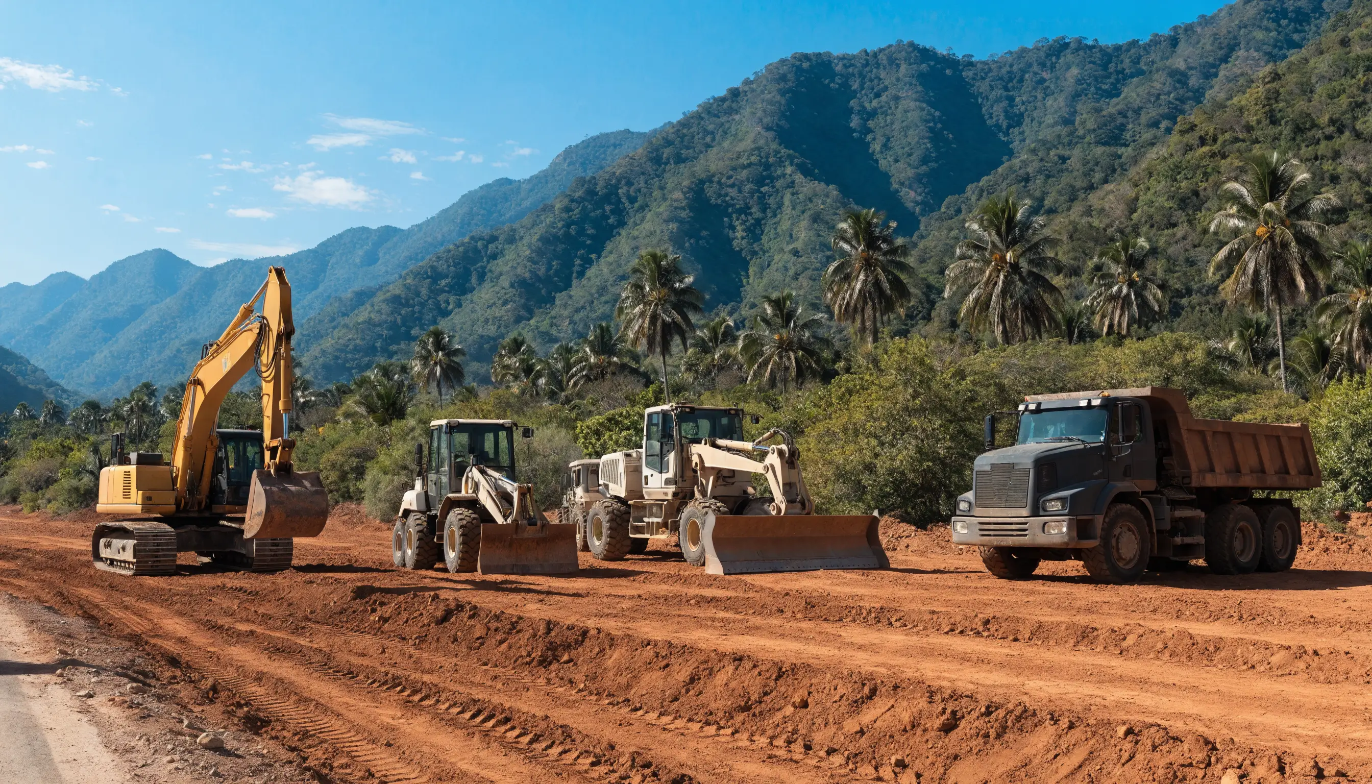 Maquinaria pesada trabajando en una obra en Puerto Vallarta