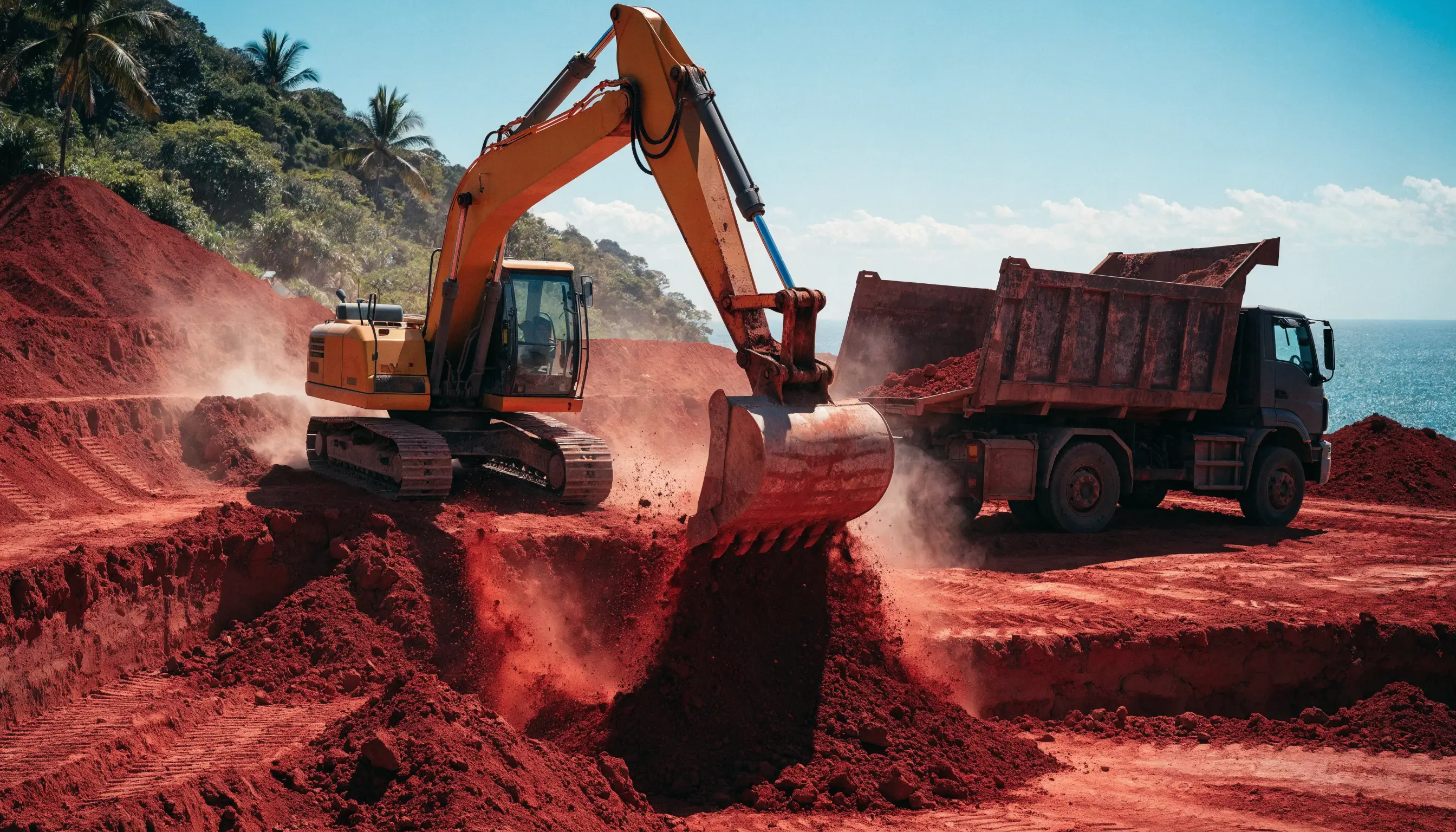 Maquinaria pesada realizando movimiento de tierras en un terreno de Puerto Vallarta