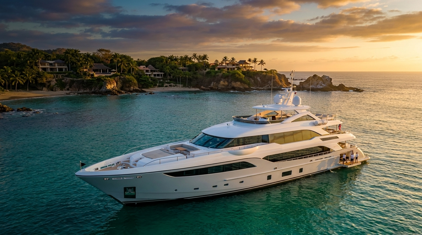 Yate privado navegando frente a Punta Mita, Riviera Nayarit